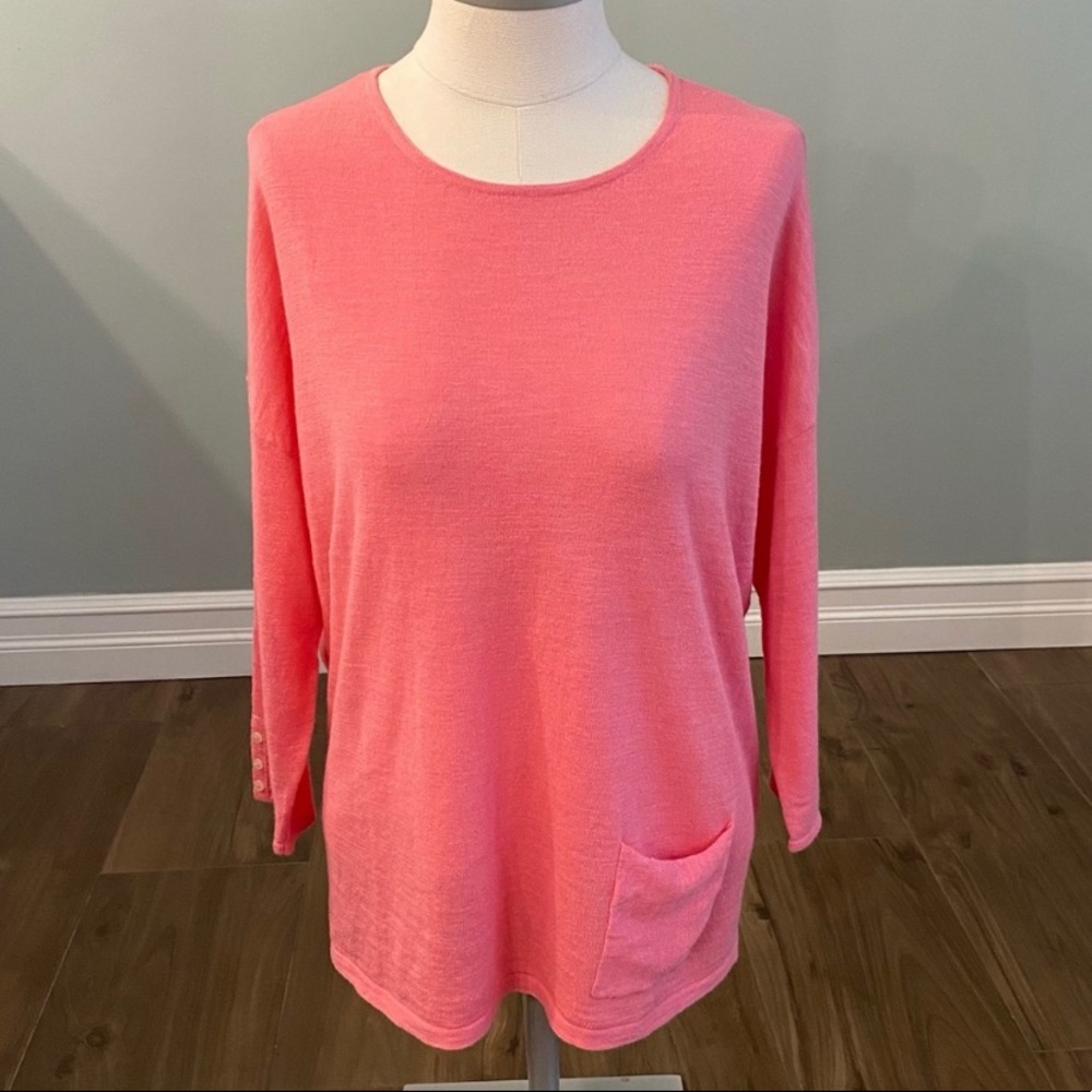 JJILL linen blend sweater - bright pink - size M